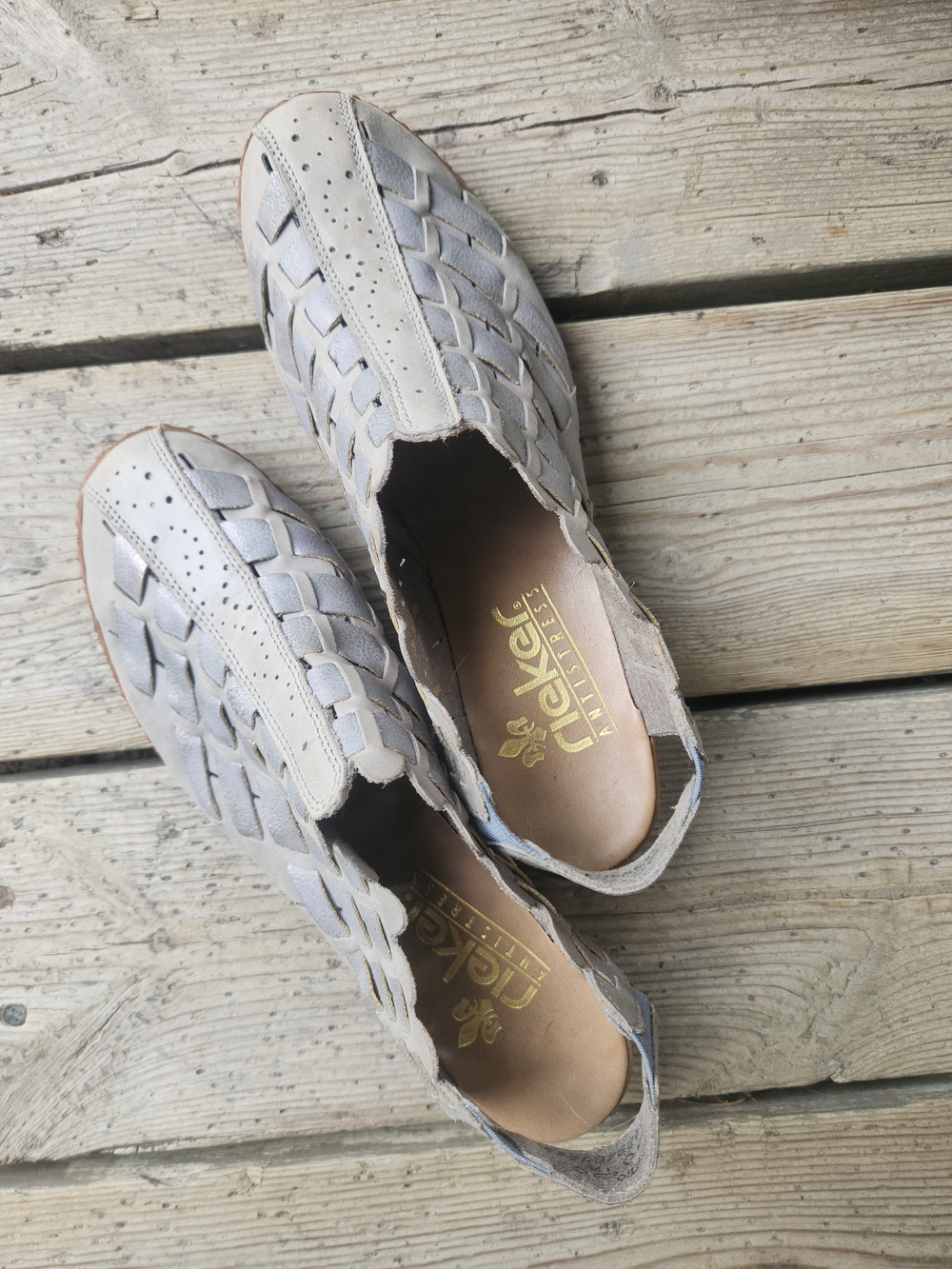 Rieker Light Gray Woven Slip-Ons